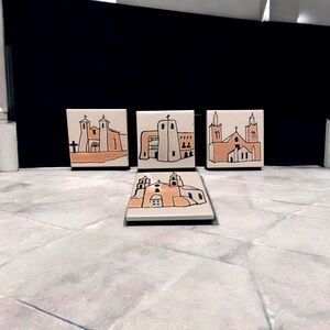 Vintage Mission Santa Fe Ceramic Coaster Set (4)